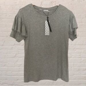 $5$ add on Noisy May double flutter sleeve, jersey shirt Gray, Size S NWT